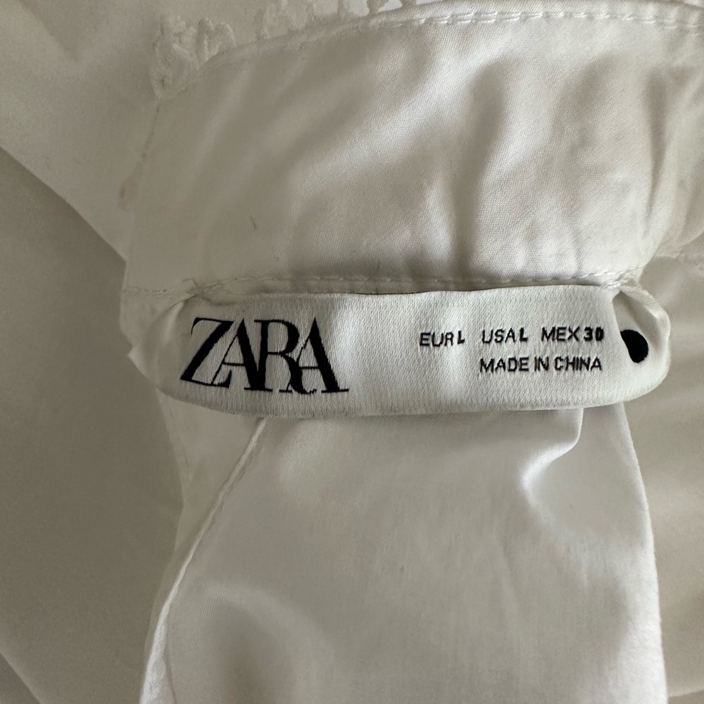 Zara Contrasting Poplin Embroidered Top - Picture 11 of 12